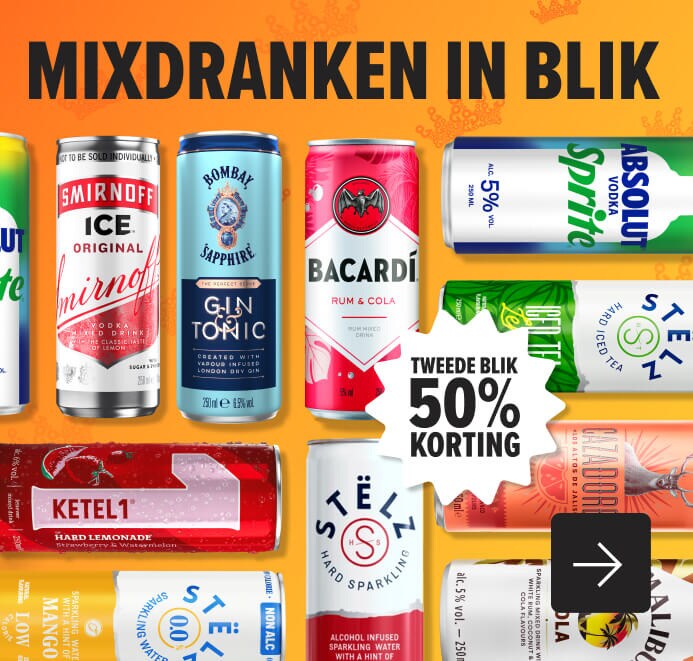 Mixdranken in blik tweede vlikje 50% korting